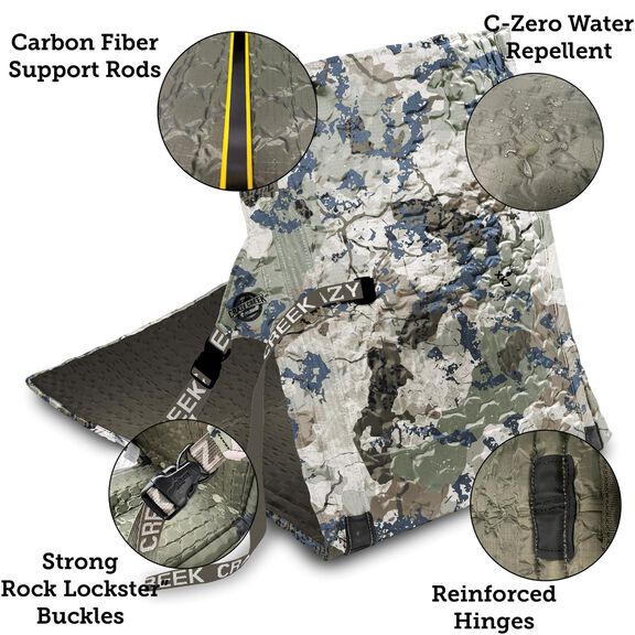 Crazy Creek HEX 2.0 PowerLounger for Day Hiking & Backpacking Trips, 250 LBS Weight Capacity, Adjustable Straps, Compact Design, Water-Resistant, Kings Camo image number 2