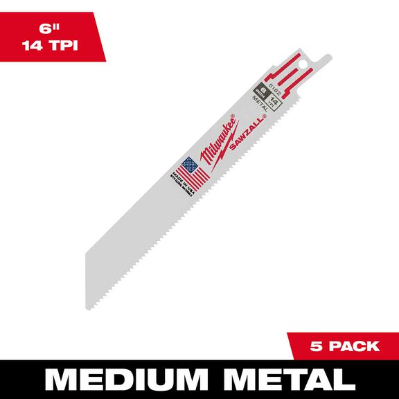 6" 14 TPI Thin Kerf SAWZALL&reg; Blades, 5 Pack image number 0
