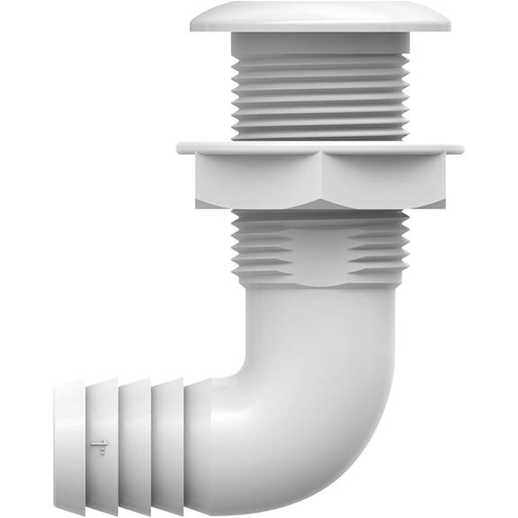 SEAFLO 1 in. Angled Thru Hull Fitting with Built-In Check Valve Stainless Steel Cap image number 1