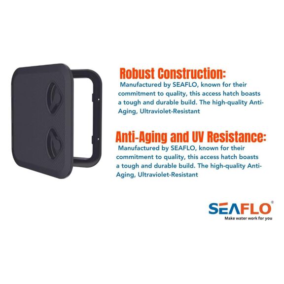 SEAFLO 14.76" x 14.57" Black Rectangular Deck Access Hatch image number 6