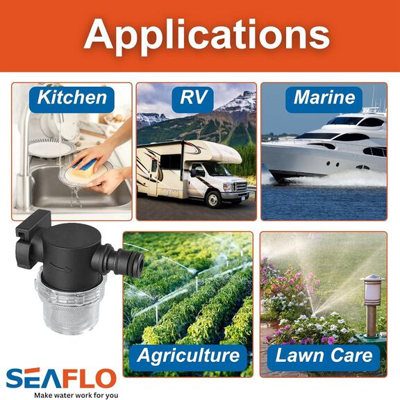 SEAFLO 35S01 Inline Water Pump Filter with 5/8 in. Quick Attach image number 3