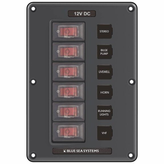 Water-Resistant Circuit Breaker Switch Panel, 6 Positions image number 0