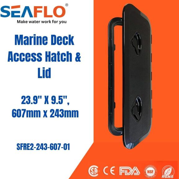 SEAFLO 23.9" x 9.5" Black Rectangular Deck Access Hatch image number 3