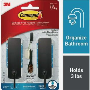 Command&trade; Bath Medium Hooks, Matte Black