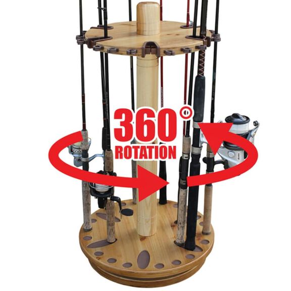 30 Fishing Rod Spinning Wood Storage Rack - Light image number 0