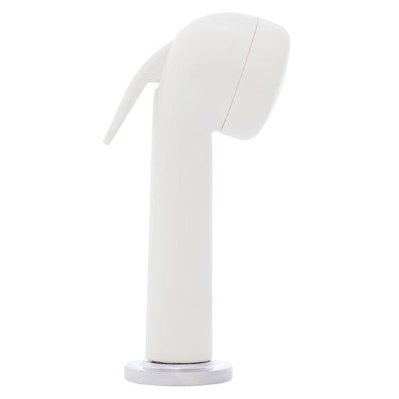 Deck-Mount Sprayer Large Warm White Sprayer No Hook, 6' White Rubber Hose, Ultra-Low Profile Holder image number 2