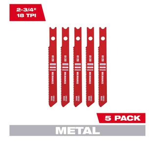 2-3/4" 18TPI U-Shank Metal High Speed Steel Jig Saw Blades, 5 Pack