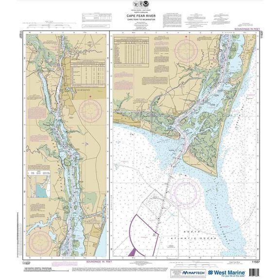 Maptech&reg; NOAA Recreational Waterproof Chart-Cape Fear River Cape Fear to Wilmington, 11537 image number 0