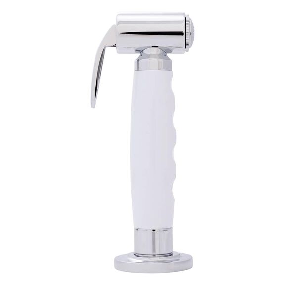 Deck-Mount Sprayer Hammer-Head Arctic White Sprayer, 6' Stainless Steel Hose, Low Profile Holder image number 2