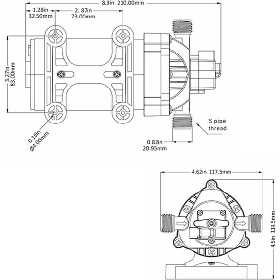 SEAFLO 34 Series 12V Water Pressure Diaphragm Pump, 1.6 GPM, 100 PSI image number 1