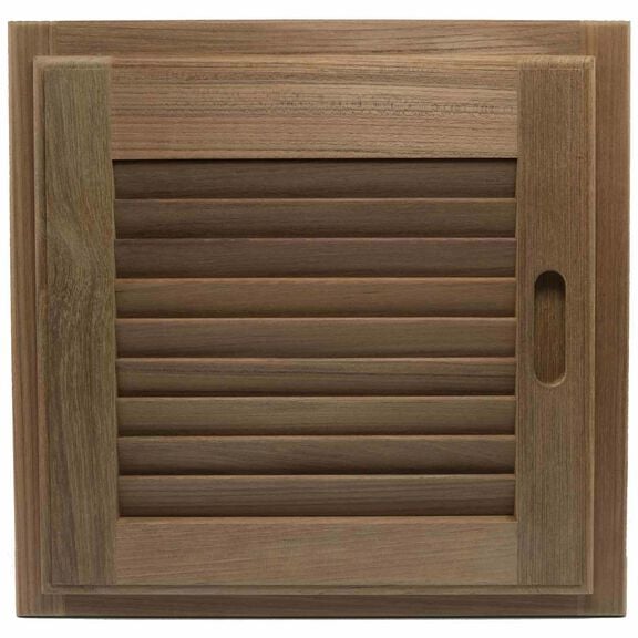 Right Hand Teak Louvered Door & Frame, 15" x 15" image number 1