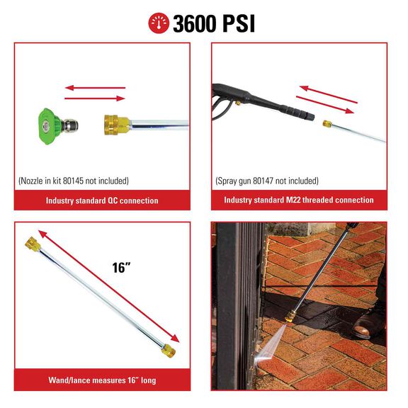 Universal 16-Inch Pressure Washer Wand up to 3600 PSI image number 3