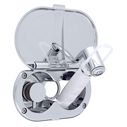 Aidack Transom Shower Hot/Cold Mixer, Chrome Cup & Lid, Hammer-Head Arctic White Sprayer, 6' White Rubber Hose, Chrome Aidack Handle image number 1