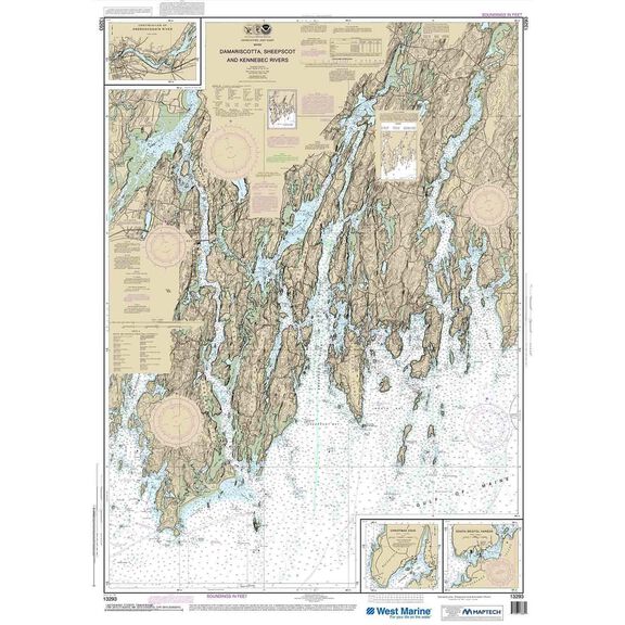 Maptech&reg; NOAA Recreational Waterproof Chart-Damariscotta, Sheepscot and Kennebec Rivers; South Bristol Harbor; Christmas Cove, 13293 image number 0