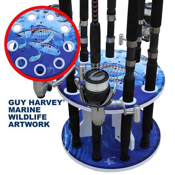 Guy Harvey Wahoo Spinning 9 Fishing Rod Storage Rack, Vertical Fishing Pole Rod Holder image number 4