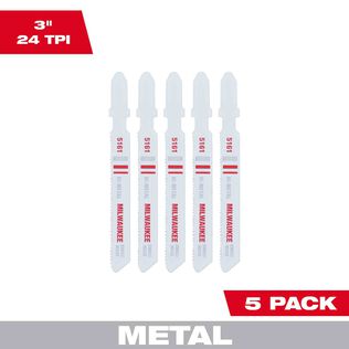 3" 24TPI T-Shank Metal Cutting Bi-Metal Jig Saw Blades, 5 Pack