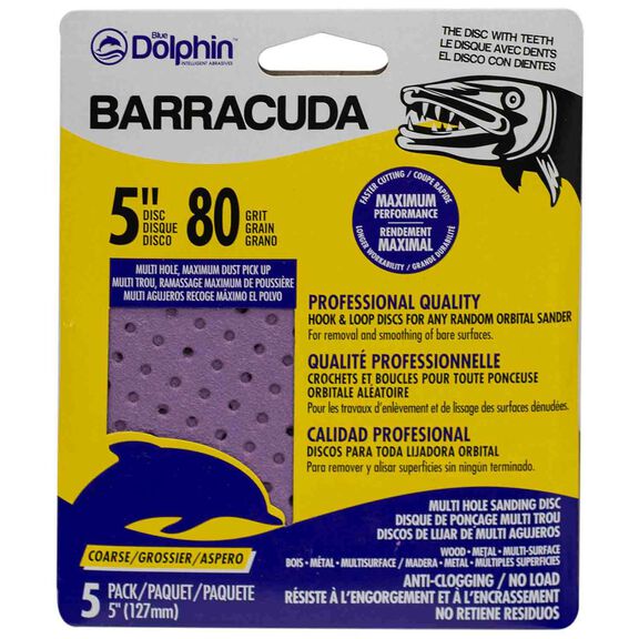 Barracuda 5" Pro Quality Sanding Discs, 80 Grit, 5-Pack image number 0