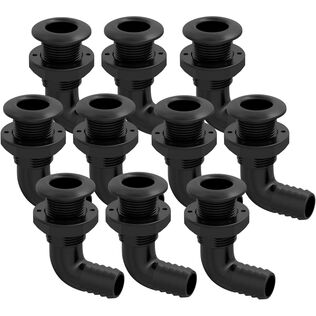SEAFLO 1" Angled Thru Hull Fitting Black with Check Valve Stainless Steel Cap