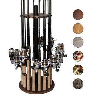 Walnut 16 Round Rod Rack - Steel Post