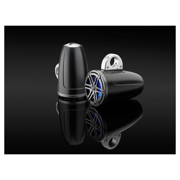 M3-770ETXv3-Sb-S-Gm-i 7.7" Enclosed Marine Coaxial Speaker System, Satin Black, Gunmetal Sport Grilles with RGB LED Lighting image number 1