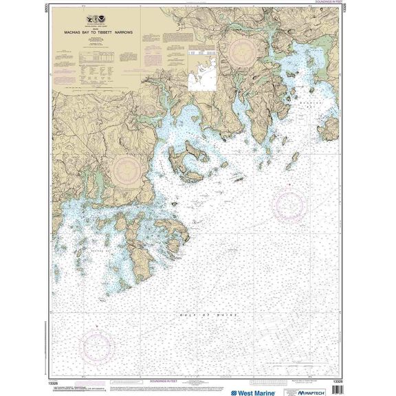 Maptech&reg; NOAA Recreational Waterproof Chart-Machias Bay to Tibbett Narrows, 13326 image number 0