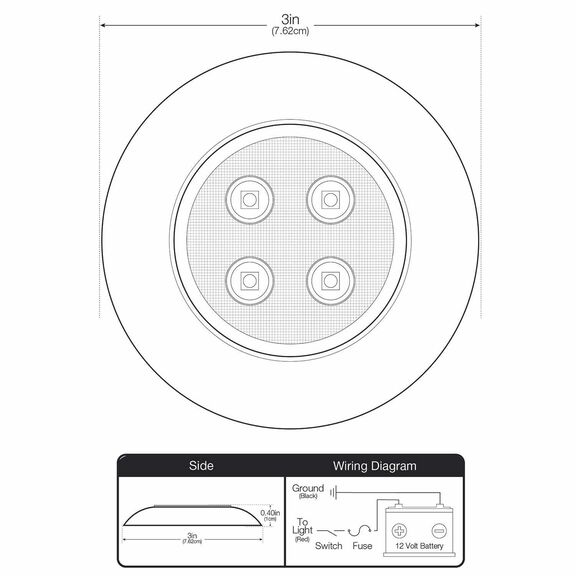 Stainless Steel Surface-Mount 3" LED Light, White image number 2