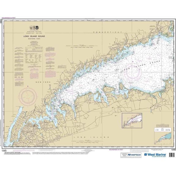 Maptech&reg; NOAA Recreational Waterproof Chart-Long Island Sound Western Part, 12363 image number 0