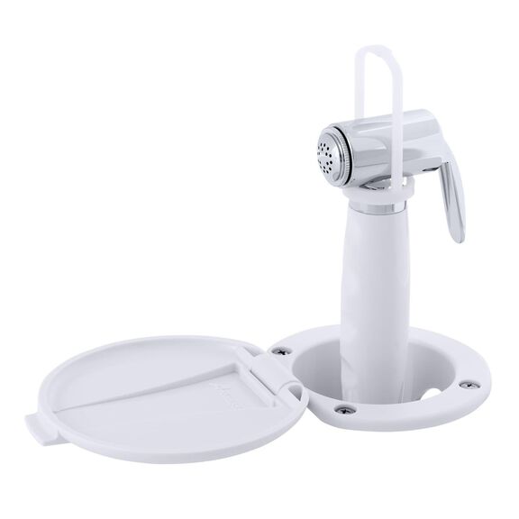Recessed Shower Arctic White Cup & Lid, Hammer-Head Arctic White Sprayer, 10' White Rubber Hose image number 2