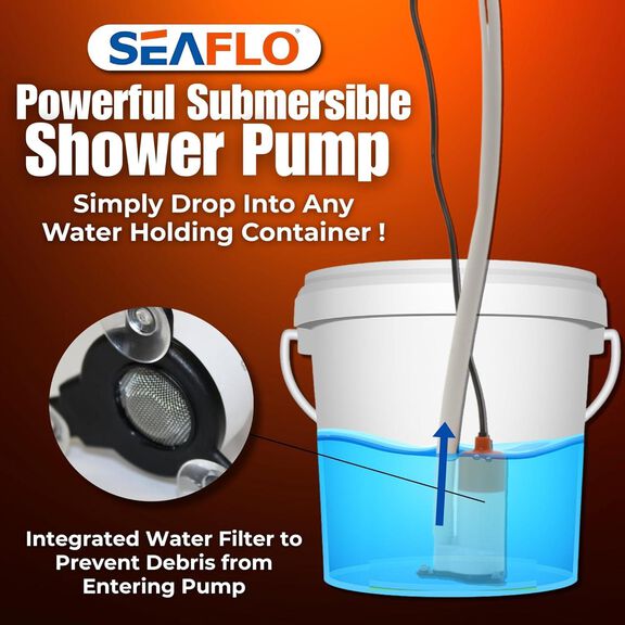 SEAFLO Portable 12V Outdoor Camping/Shower Pump with 80" Hose image number 6