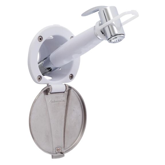 Recessed Shower Stainless Steel Lid, Hammer-Head Sprayer, 6' Rubber Hose, Arctic White image number 0
