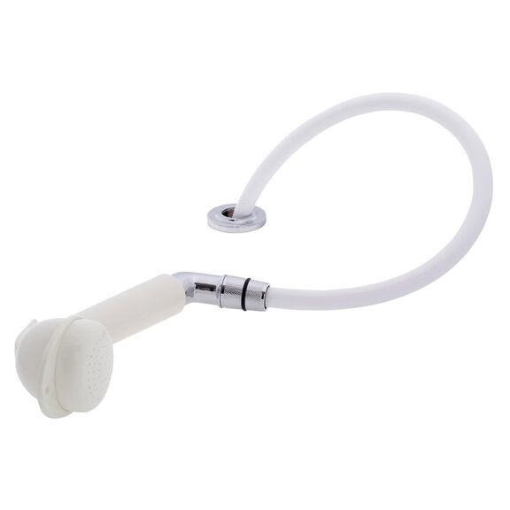 Deck-Mount Sprayer Large Warm White Sprayer w/Elbow, 6' White Rubber Hose, Ultra-Low Profile Holder image number 1