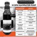 COMMODORE 12 GPM / 24V Macerator Pump &ndash; Quad-Blade Chopper, Self-Priming, 1-1/2" Inlet image number 2
