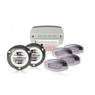 Lumitec Lighting Kit - 2 Seablaze Mini Underwater Lights RBGW, 4 Fiji Courtesy Lights RGBW, 1 POCO Digital Control Module
