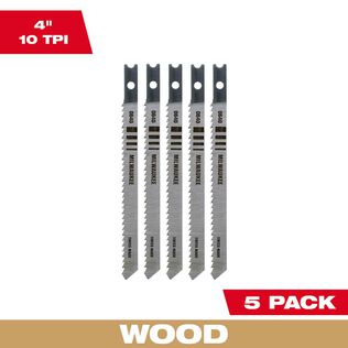 4" 10TPI U-Shank Wood High Carbon Steel Jig Saw Blades, 5 Pack