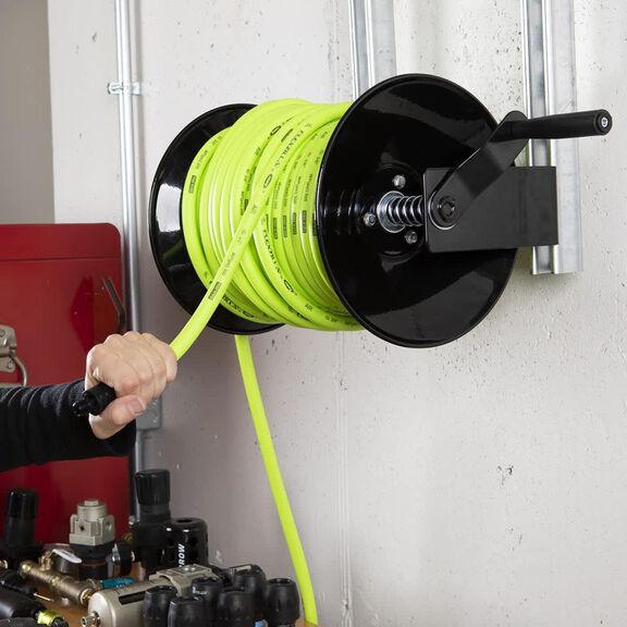 Flexzilla Manual Air Hose Reel Open Face Fixed Heavy Duty 3/8" 100' image number 1