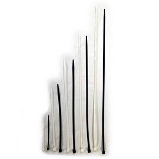 Nylon Cable Ties, Assorted Sizes, Black & White, 100-Pack