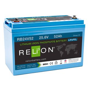 Group 31 RB24V52 Lithium Iron Phosphate Deep Cycle Battery, 24V, 52Ah