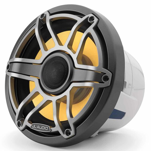 M6-880X-S-GmTi-i 8.8" Marine Coaxial Speakers, Gunmetal and Titanium Sport Grilles with RGB LED Lighting image number 2