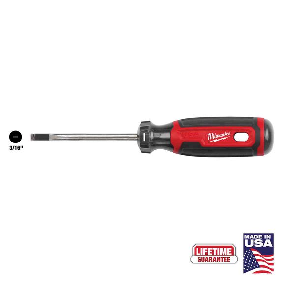 3/16" Cabinet 3" Cushion Grip Screwdriver (USA) image number 0