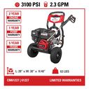 3100 PSI at 2.3 GPM CRX165 with OEM Technologies Axial Cam Pump Cold Water Residential Gas Pressure Washer image number 7