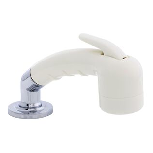 Deck-Mount Sprayer Small Warm White Sprayer No Hook w/Elbow, 6' White Rubber Hose, Ultra-Low Profile Holder