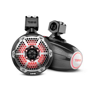 HYDRO 6.5" Marine Tower Speakers with Integrated RGB LED Lights, 350 Watts, Black Carbon Fiber