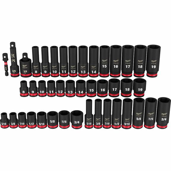SHOCKWAVE&trade; 43 Piece Impact Duty&trade; 3/8" Drive SAE & Metric Deep 6 Point Socket Set image number 0