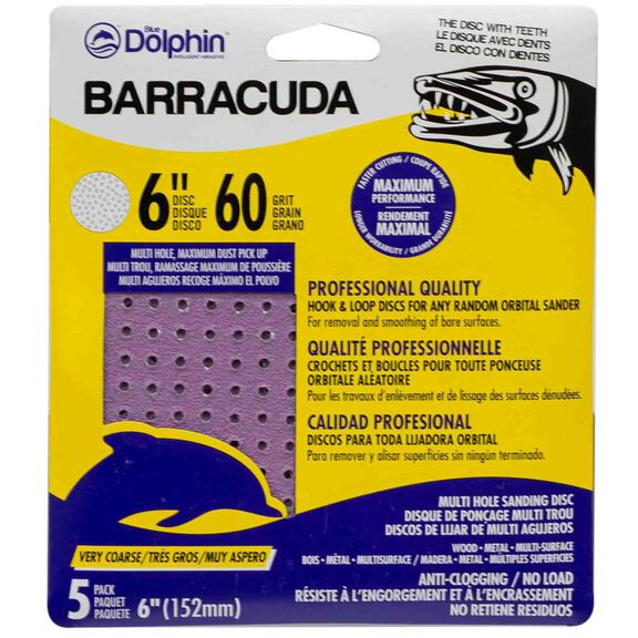 Barracuda 6" Pro Quality Sanding Discs, 60 Grit, 5-Pack image number 0