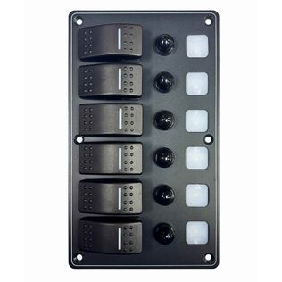 6 Position Water-Resistant Switch Panel with Backlight Modules, Dark Gray