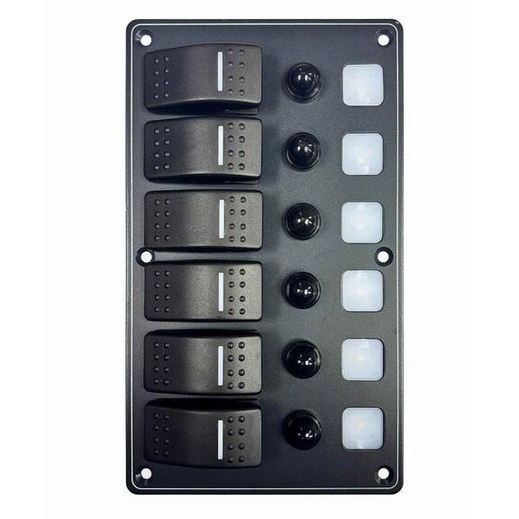 6 Position Water-Resistant Switch Panel with Backlight Modules, Dark Gray image number 0