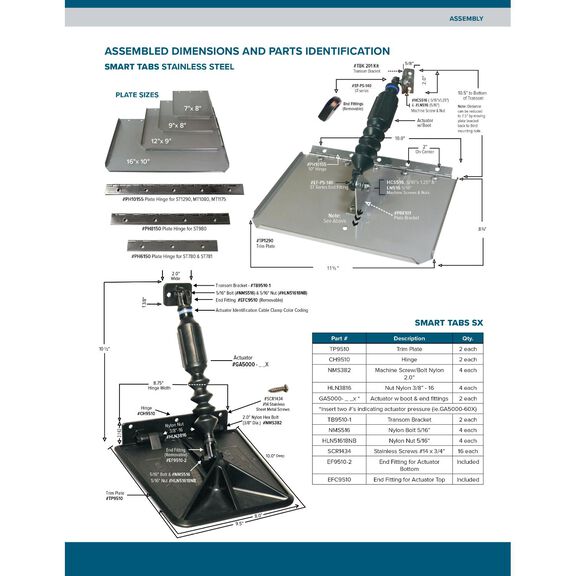 Stainless Steel Smart Tabs 12"X9" plates / 80lb. Actuators Fully Automatic Trim Tabs image number 3