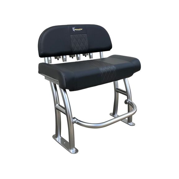 Pro Series Leaning Post, Polished Frame, Deluxe Backrest, Black Upholstery image number 0