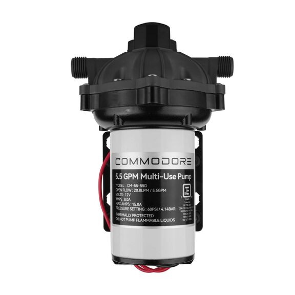 COMMODORE 5.5 GPM / 12V High-Output Diaphragm Water Pump &ndash; 60 PSI, 5-Chamber image number 1