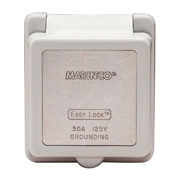 Inlet Cap & Bezel, 30A 125V, Square, White image number 0